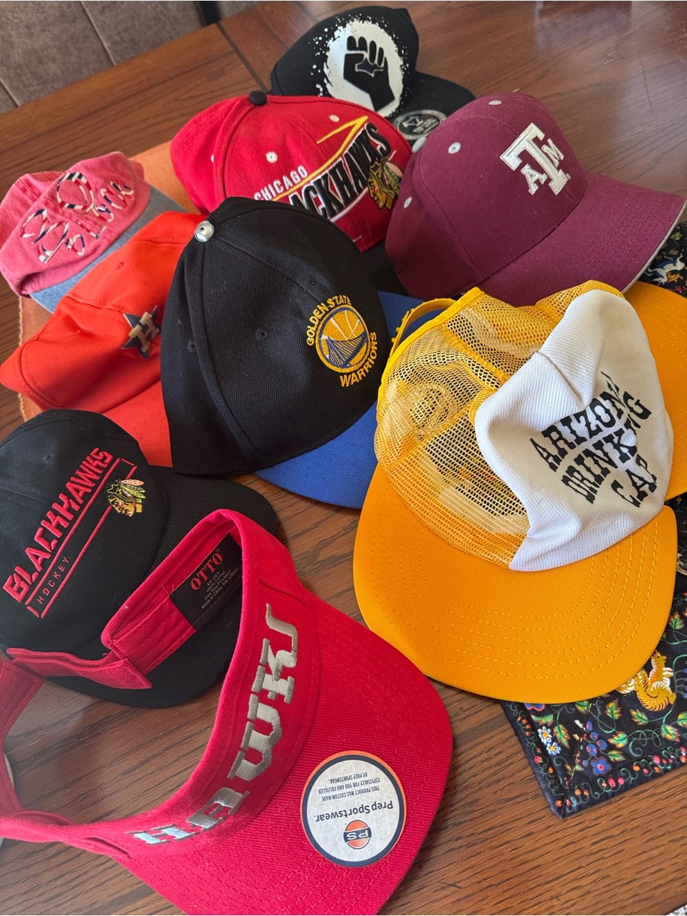Vintage Snapback Hat Lot Blackhawks Texas A&M Golden State Warriors BLM Visor